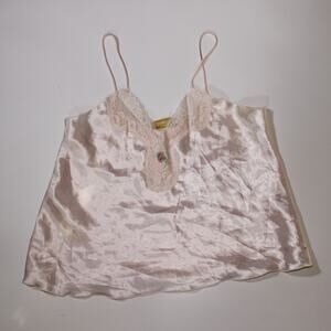 Vintage Intimate Moments Soft Pink Coquette Cami With Lace Neckline And A Rose